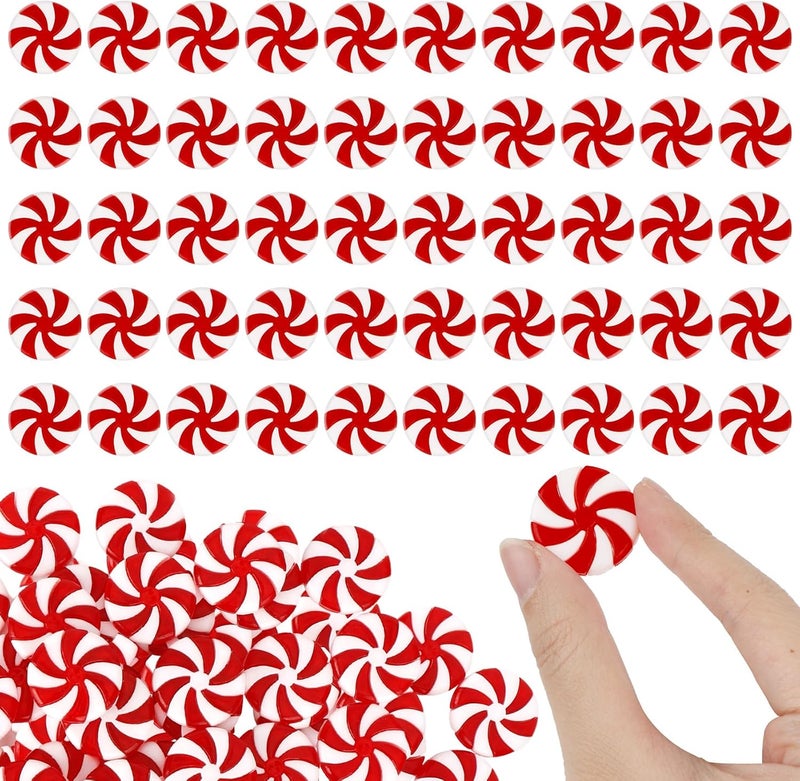QEYMN 50 PCS Red and White Candy Cane Ornaments - Image 1
